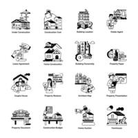 Modern Glyph Icons Depicting Property Construction vector