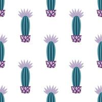 Cute cacti in boho style. Cactus seamless pattern. Trendy boho texture. Cacti fabric print design. Succulent textile. Flat design, doodle style, white background vector