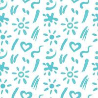 Strokes of sunscreen cream seamless pattern. Sun, heart, smile, blob smears shapes illustration. Flat design vector