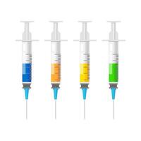 Syringe set with liquid isolated on white background. illustration vector