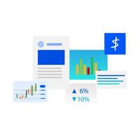 Bar graph and line graph templates, business infographics vector