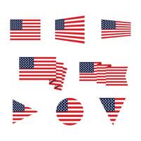 independence day background set of usa flag american symbol wavy shape. illustration vector