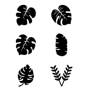 Set of palm leaves silhouettes isolated on white background. vector