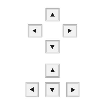 Cursor key layout, four cursor keys up, down, left and right illustration