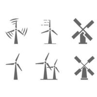 viento turbinas siluetas molino iconos sus hijos viento generador. itones viento energía. ilustración vector