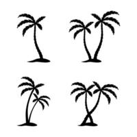 Black palm trees set isolated on white background. Silhouettes of palm trees. illustration vector