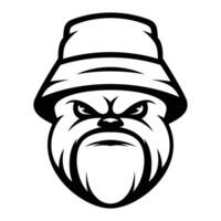 Bulldog Bucket Hat Outline Version vector