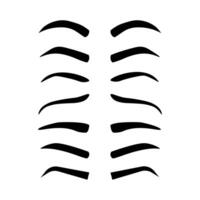 Cartoon eyebrows shapes, thin, thick and curved eyebrows. Classic eyebrows, brow makeup shaping illustration set. Various eyebrows types. Male and female different forms isolated on white vector