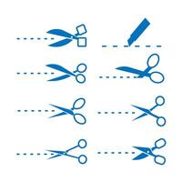 Paper cut icon with dotted line. scissors with cut lines. set of cutting scissors. vector