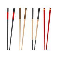 chopsticks for eating a set of different types. illustration of traditional Asian bamboo tableware. vector