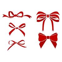 A set of different bows. Red color. vector