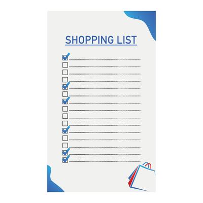 Flat shopping list. illustration