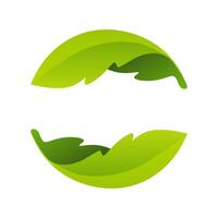 ecología esfera logo formado por retorcido verde hojas. diseño modelo elementos para vegano, biografía, crudo, orgánico modelo. vector