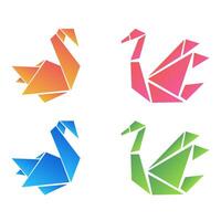 Origami swan Animal. Childish Craft. illustration vector