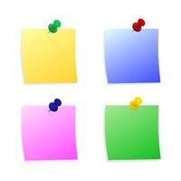 A collection of colorful note paper sheets with a curled corner, ready for your message. Realistic illustration. vector