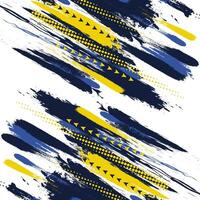fondo de pincel azul y amarillo con efecto de trama de semitonos aislado sobre fondo blanco. fondo deportivo con estilo grunge. elementos de rayado y textura para el diseño vector
