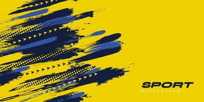 Blue and Yellow Brush Background with Halftone Effect. Sport Background with Grunge Style. Scratch and Texture Elements For Design vector
