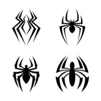 conjunto de negro silueta araña icono aislado en blanco antecedentes. ilustración vector