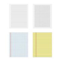 realistic square blank paper sheets design lines, grid page with margins. vector