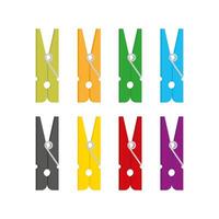 Clothes pegs - colored clothespins collection loosely arranged - isolated on white background. vector