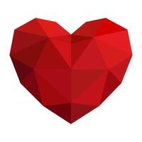 Red heart, geometric, abstract isolated on white background. illustration vector