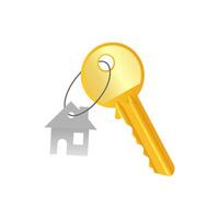 casa llavero y llave icono. ilustración vector