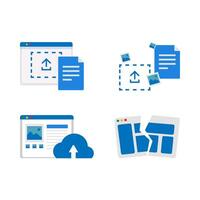 uploading photos and files, uploading to the cloud. illustration on a white background vector