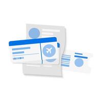 Passport with ticket. The plane is flying. Travel concept background. vector