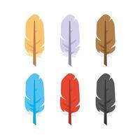 Set of abstract bright feathers on a white background. illustration vector