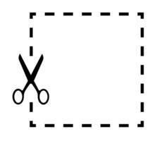 Scissors cutting through dashed line vector