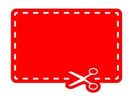 Bright red rectangular sticker outlined vector