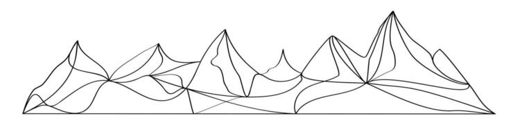 Continuous line mountain black color vector