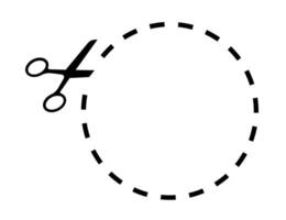 Cut Here Symbol with Scissors circle shape vector