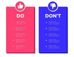 Do and Dont infographic templates frame vector