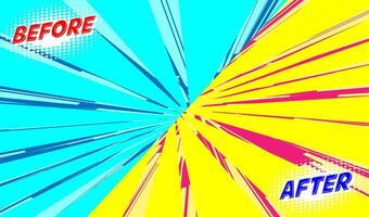 Comic Style Before and After Sunburst Background vector
