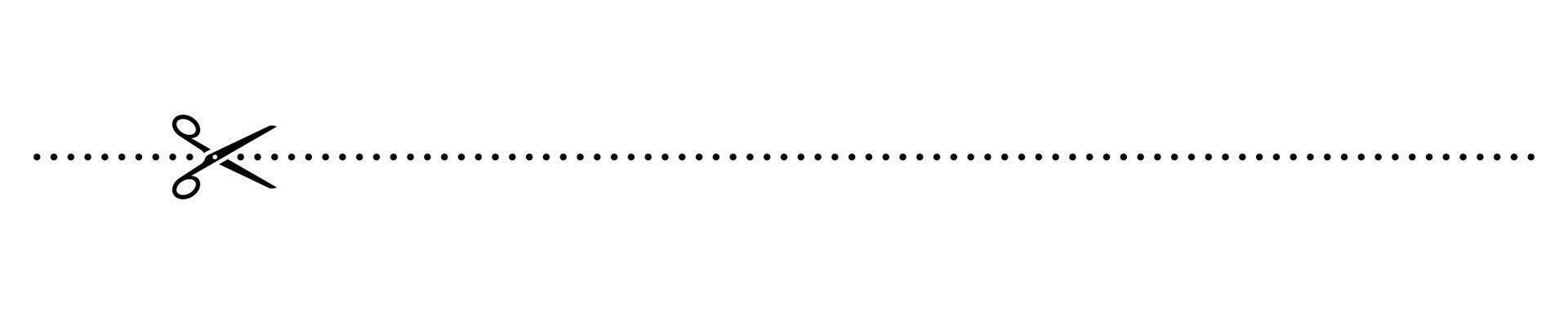 Simplistic scissors cutting through dashed line
