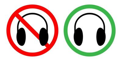 Headphone Use Prohibited and Allowed Icons vector