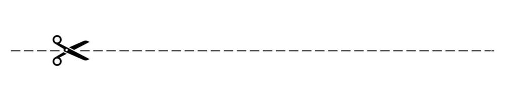 tijeras corte mediante rayado línea vector
