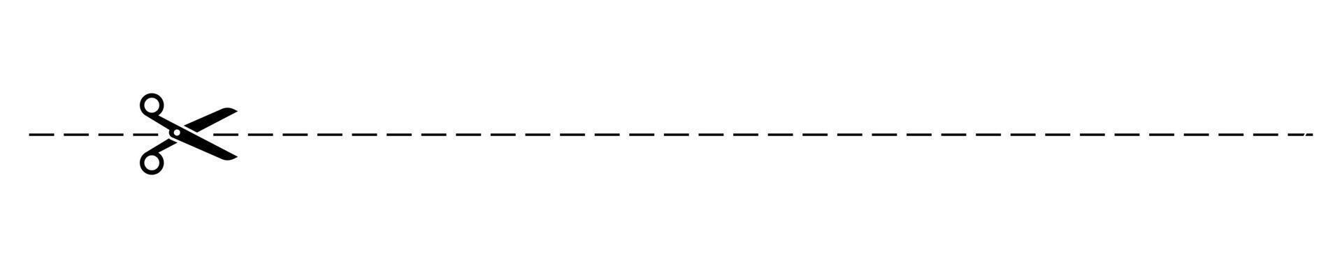 Scissors cutting through dashed line