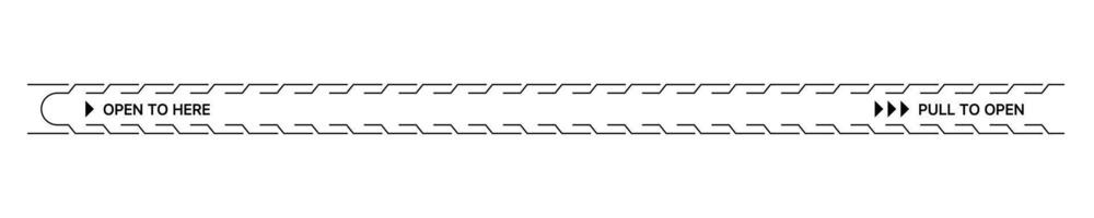 Open to here series of perforated pull tabs vector