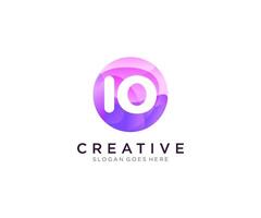 IO initial logo With Colorful Circle template . vector