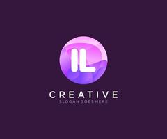 IL initial logo With Colorful Circle template . vector