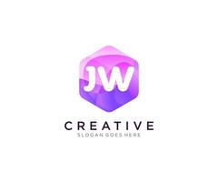 JW initial logo With Colorful Hexagon Modern Business Alphabet Logo template . vector