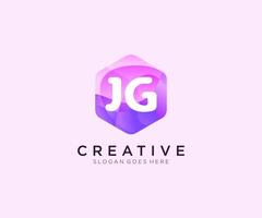 JG initial logo With Colorful Hexagon Modern Business Alphabet Logo template . vector