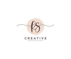 initial KS Feminine logo beauty monogram and elegant logo design, handwriting logo of initial signature, wedding, fashion, floral and botanical with creative template. vector