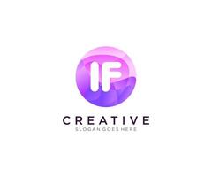 IF initial logo With Colorful Circle template . vector