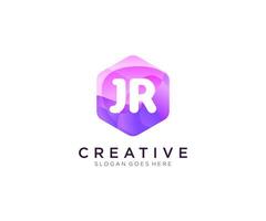 JR initial logo With Colorful Hexagon Modern Business Alphabet Logo template . vector