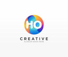 HO initial logo With Colorful Circle template . vector