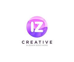 IZ initial logo With Colorful Circle template . vector