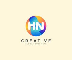 HN logo With Colorful Circle template . vector